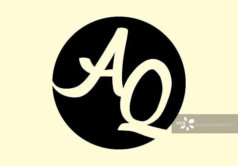 合并形状的AQ首字母设计图片素材