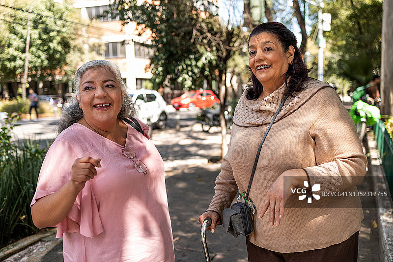 两位老年妇女在散步图片素材