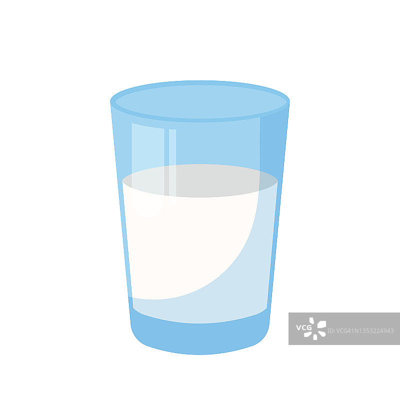 一杯牛奶。矢量插图在平面卡通风格。图片素材