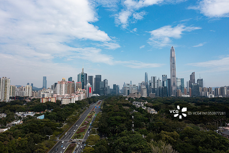 航拍深圳城市天际线图片素材