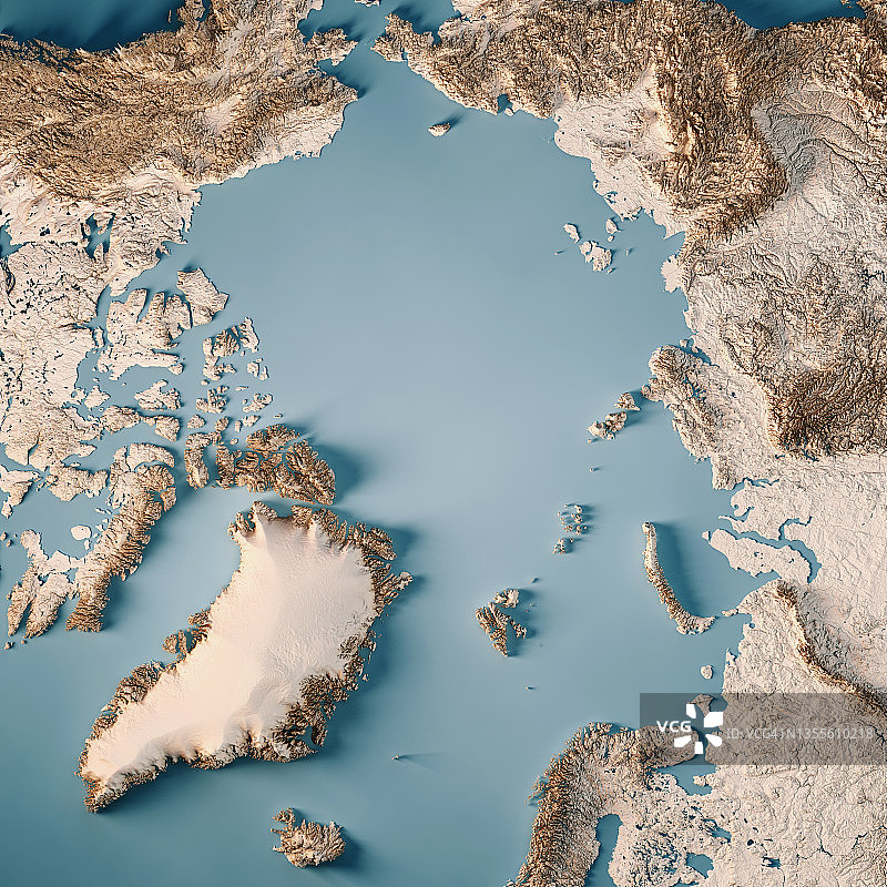 北冰洋北极三维渲染地形图中立图片素材