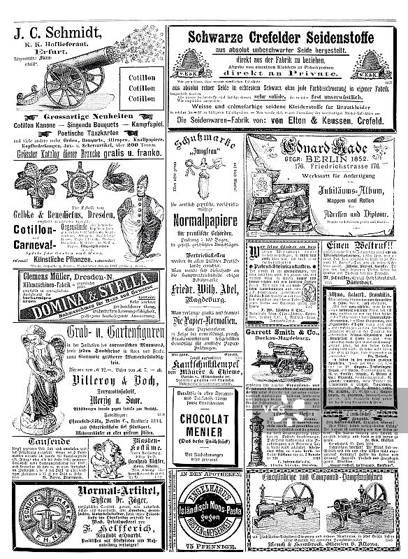 1887年刊登在德国杂志上的广告，包括Villeroy & Boch图片素材