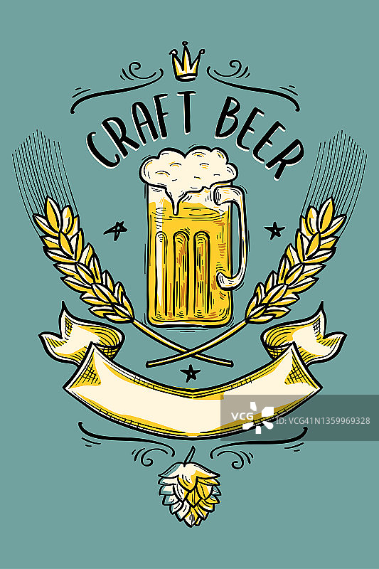 手工绘制的啤酒标志图片素材