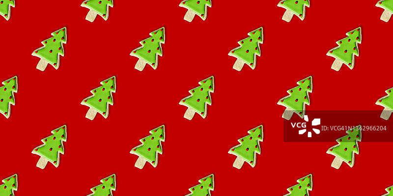 圣诞树:圣诞饼干重复图案背景墙纸图片素材