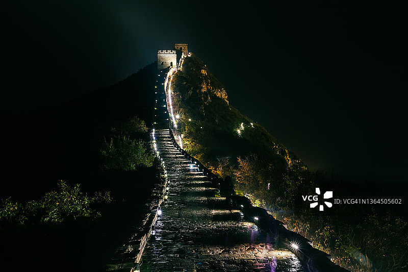 夜晚的中国长城图片素材