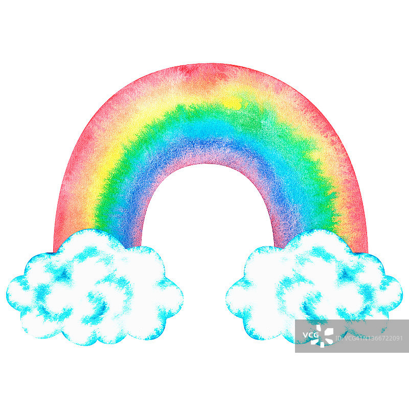 彩虹拱门。圣帕特里克节。水彩插图。孤立在一个白色的背景。图片素材
