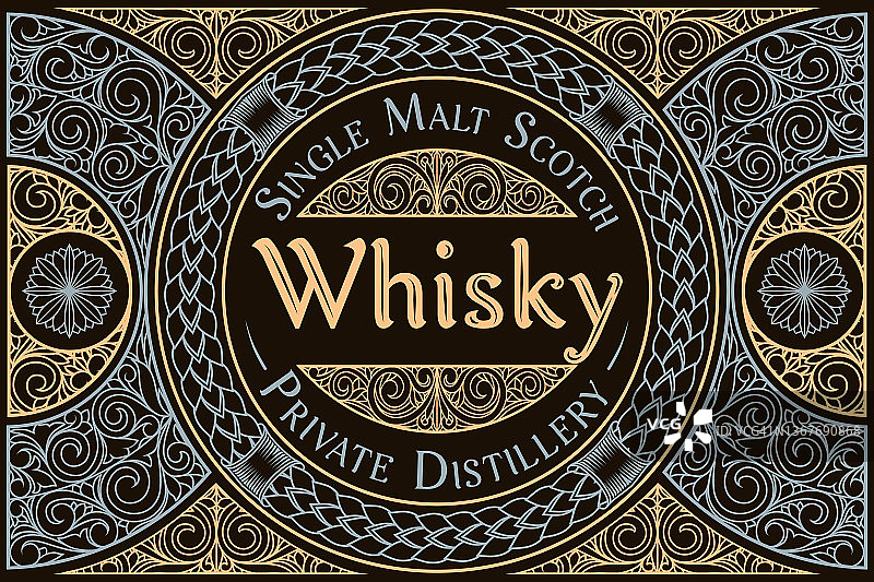 苏格兰威士忌-华丽的复古装饰标签图片素材