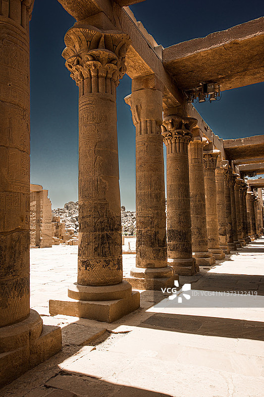 埃及菲莱神庙上的埃及科勒姆斯图片素材