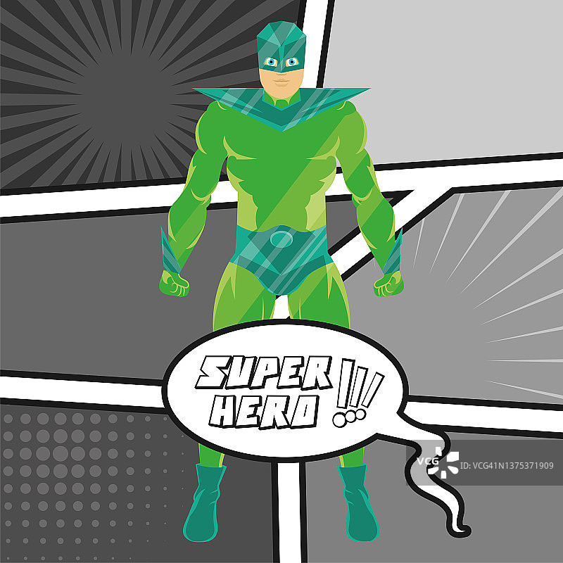 孤立的男性超级英雄漫画上的漫画页书背景向量图片素材