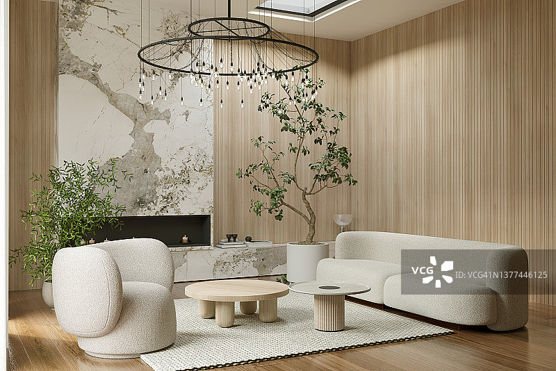 3d渲染客厅与现代家具图片素材