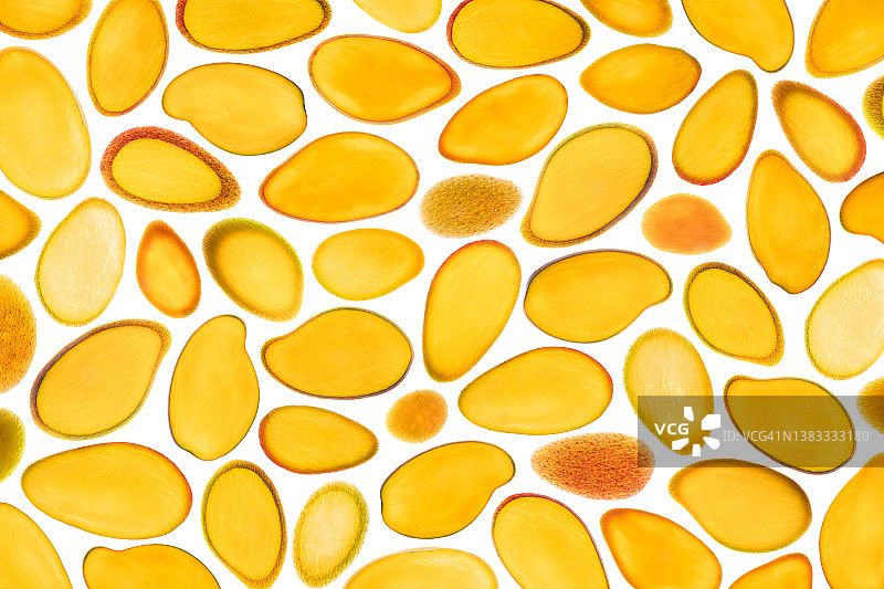 芒果水果薄片平铺图案图片素材
