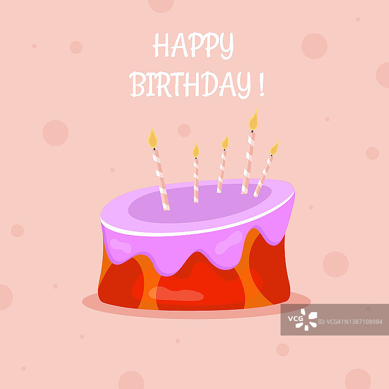 生日贺卡，蛋糕，蜡烛图片素材