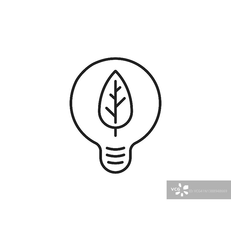 节能灯泡图标。生态能源。高质量的黑色矢量插图。图片素材