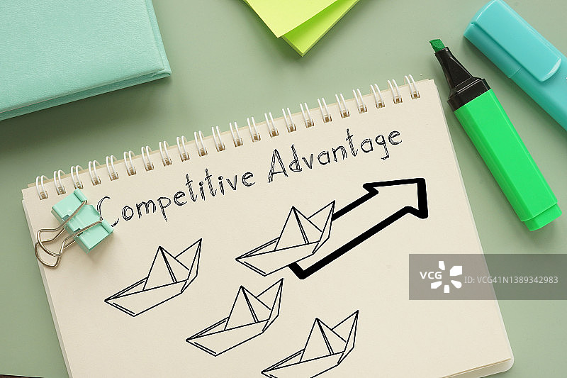 竞争优势商业财务概念是为了成功和企业目标而竞争。纸船竞相驶向目的地图片素材