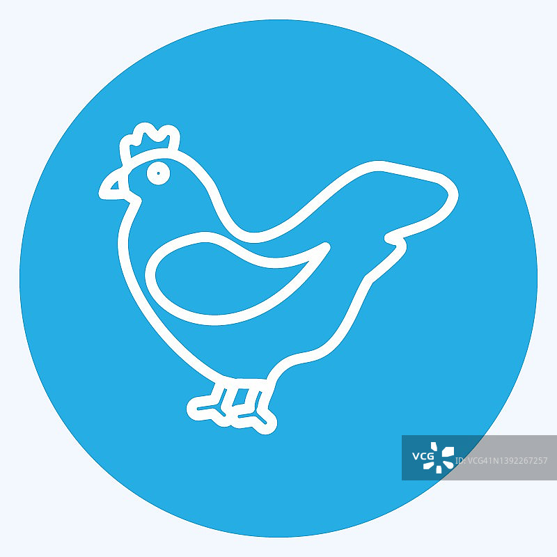 图标母鸡。适合园林的象征。蓝眼睛的风格。简单的设计可编辑。设计模板向量。简单的符号说明图片素材