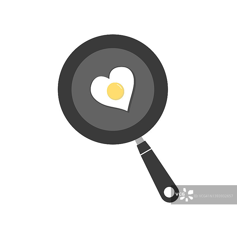煎锅与煎蛋图标的白色背景。图片素材