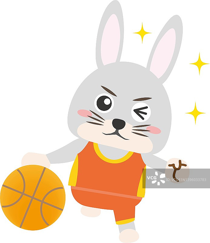 兔子愉快地运球的插图/插图材料(矢量插图)图片素材