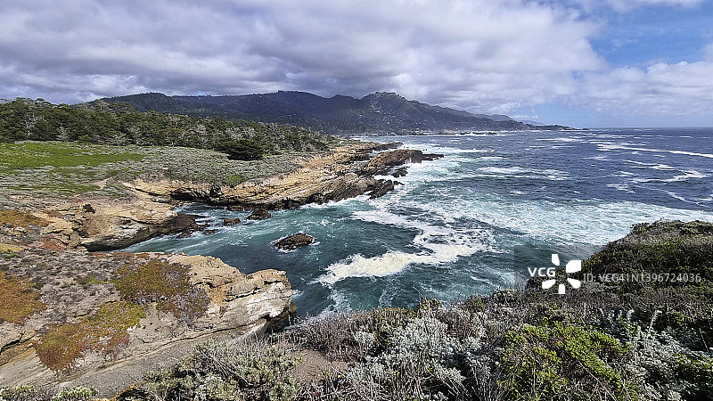 Point Lobos国家自然保护区的太平洋景色图片素材