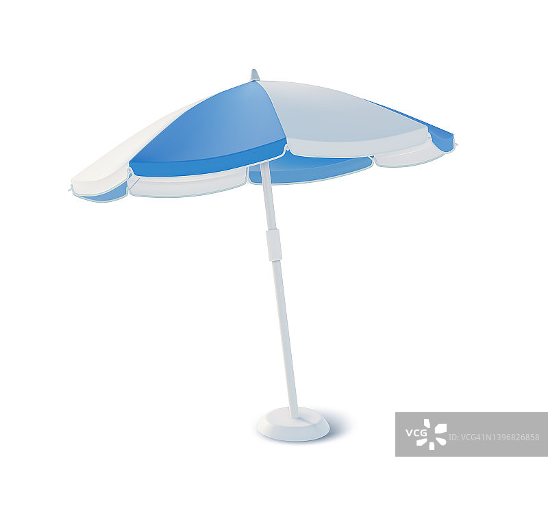 逼真详细的3d沙滩伞。阳伞矢量插图图片素材