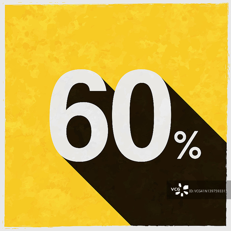 60% - 60%。图标与长阴影的纹理黄色背景图片素材