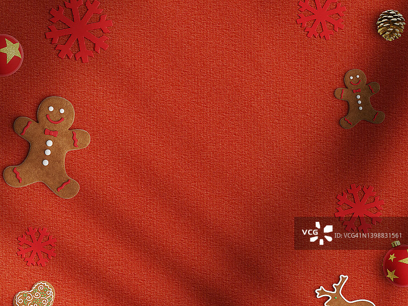 扁平的圣诞框架与糖果手杖和红色毛毡礼物图片素材