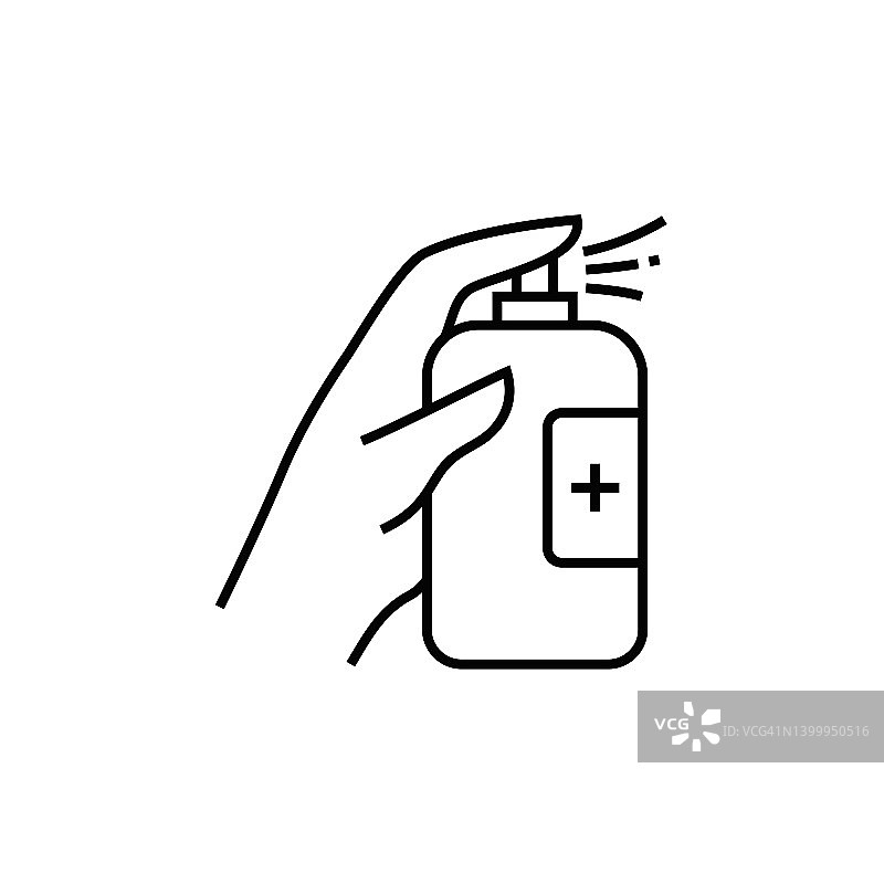 消毒，洗手液，清洁和卫生线图标图片素材