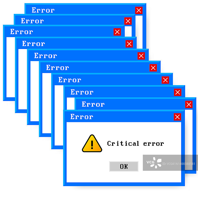 系统错误矢量图标故障pc接口。错误消息计算机窗口警告弹出图片素材