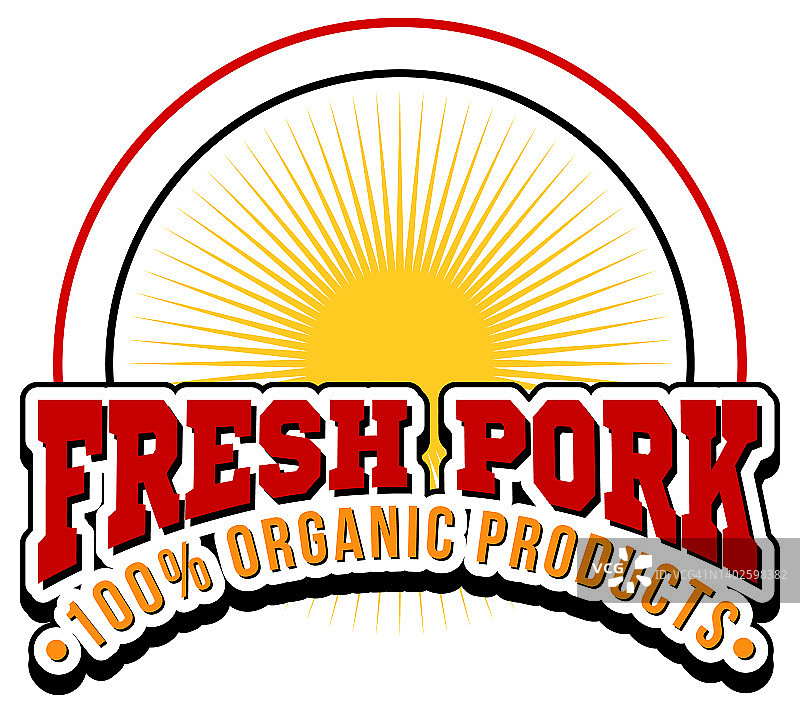 新鲜猪肉有机产品标志模板图片素材