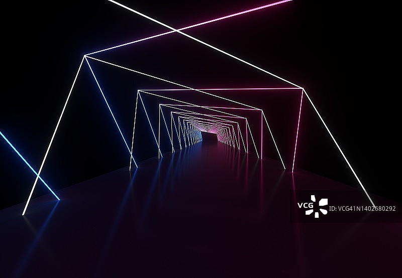 抽象霓虹灯背景，3d渲染图片素材