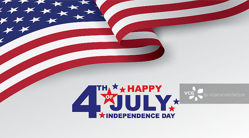快乐7月4日美国独立日庆祝挥舞美国国旗图片素材