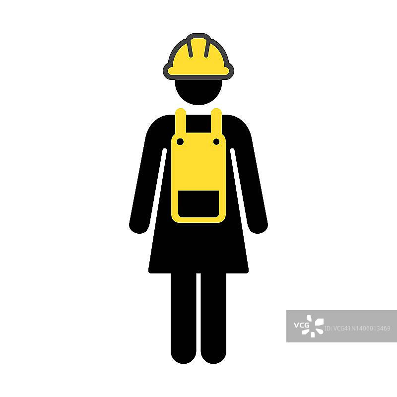 承包商图标矢量男工人个人侧面头像与安全帽在字形象形图插图图片素材