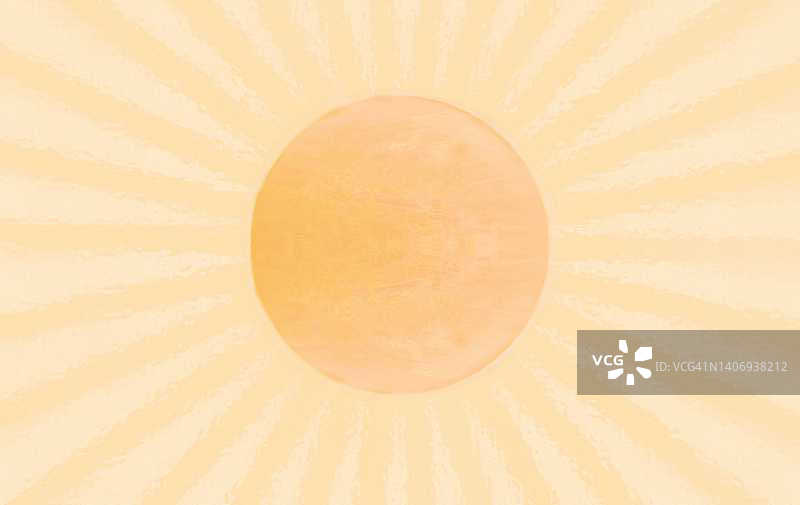 风景背景是一个橘黄色的太阳圆盘，映衬着明亮的黄色天空图片素材