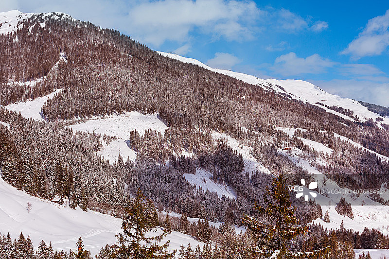 雪景，冬季阿尔卑斯山脉图片素材