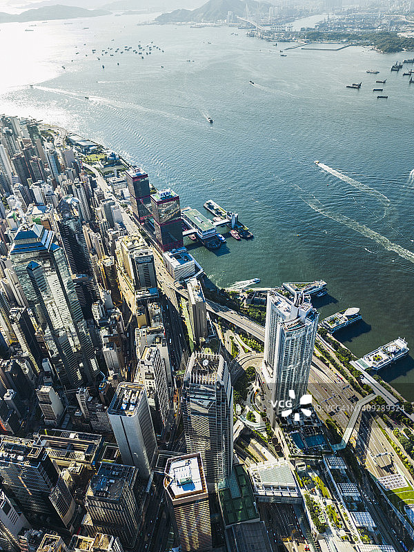香港沿海的鸟瞰图图片素材