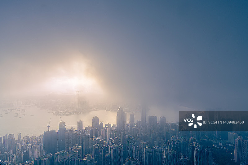 香港城市景观，中国香港(黄昏)图片素材