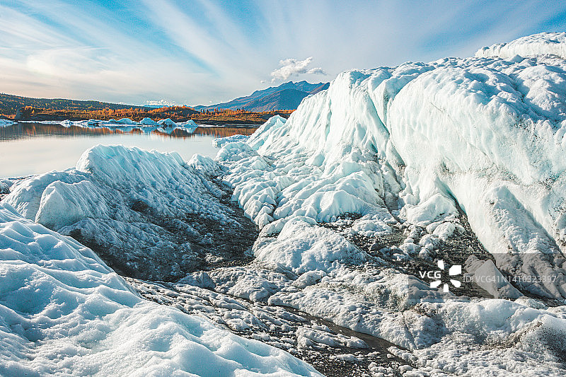 阿拉斯加格伦高速公路附近的马塔努斯卡冰川。图片素材