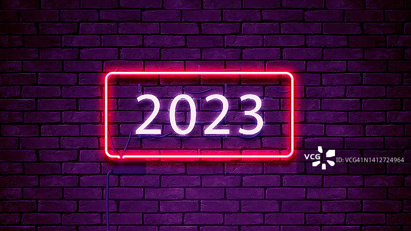 用霓虹灯写着“2023”图片素材