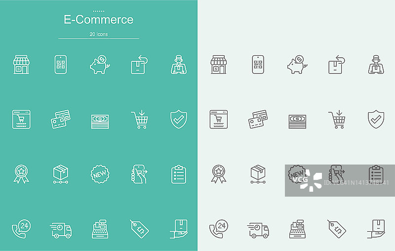 购物和电子商务路线图标图片素材