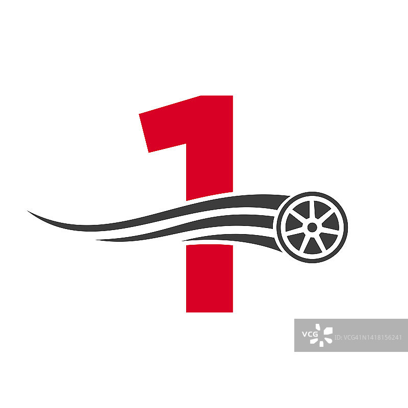 运动汽车字母1汽车维修标志设计概念与运输轮胎图标矢量模板图片素材