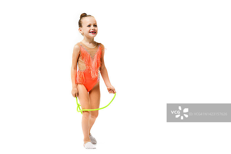 快乐的女性运动儿童跳绳图片素材