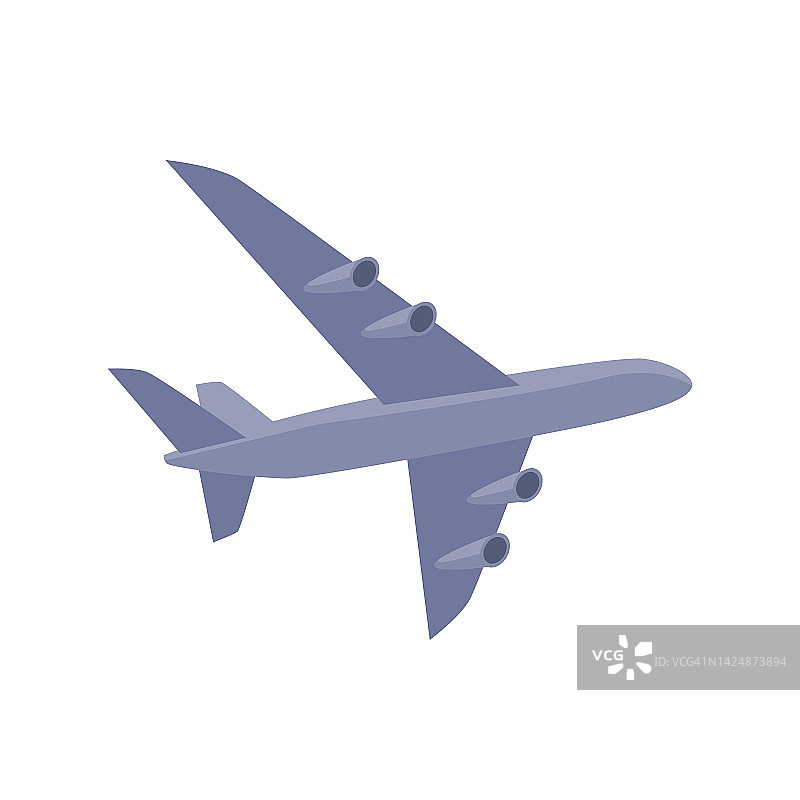 飞机在空中飞行，是出行和交通方便舒适的通勤手段。旅游用私人飞机。矢量平面卡通风格图片素材