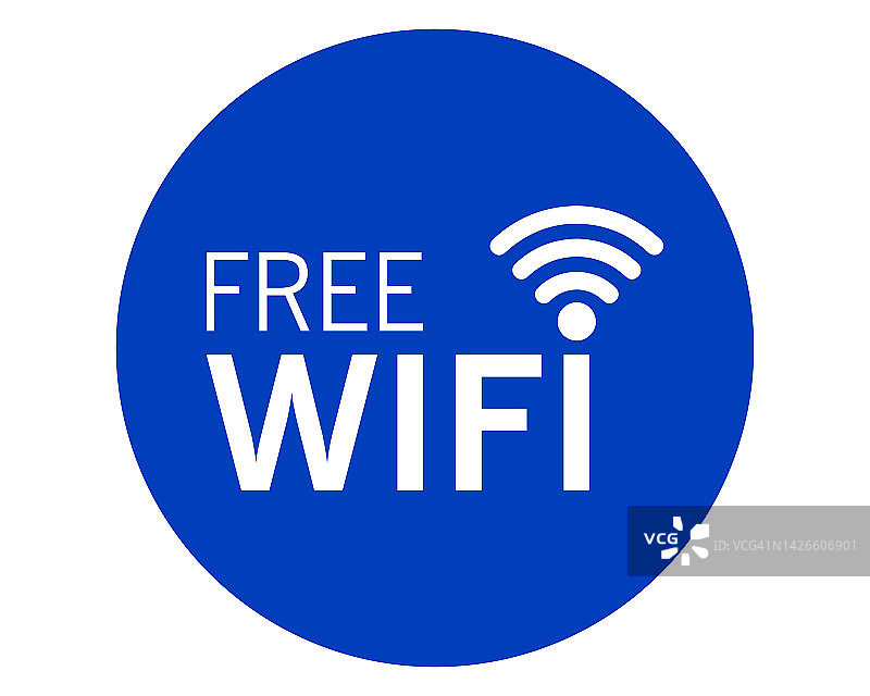 Wifi免费区标志。无线信号的信号。互联网连接符号矢量图标图片素材