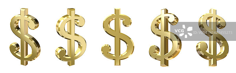 3d渲染黄金货币符号图片素材