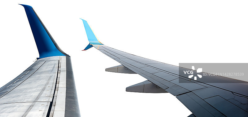 商用飞机机翼孤立在白色背景图片素材