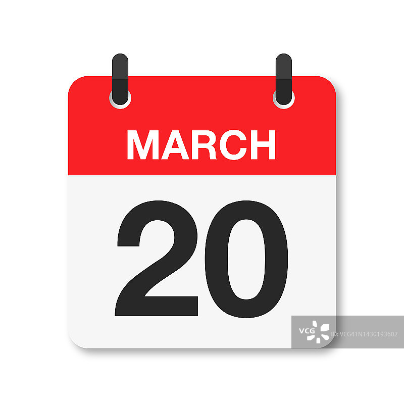 3月20日-每日日历图标-白色背景图片素材