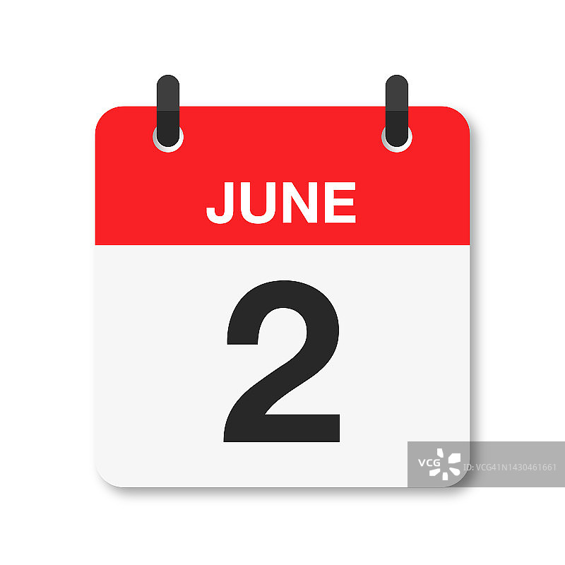 6月2日-每日日历图标-白色背景图片素材