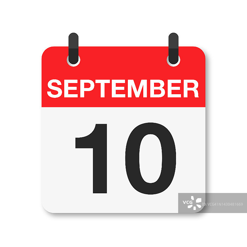 9月10日-每日日历图标-白色背景图片素材
