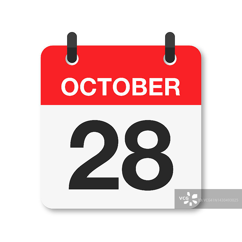 10月28日-每日日历图标-白色背景图片素材