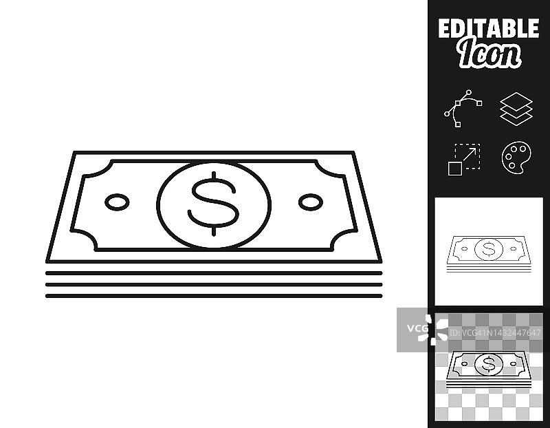 美元纸币。图标设计。轻松地编辑图片素材