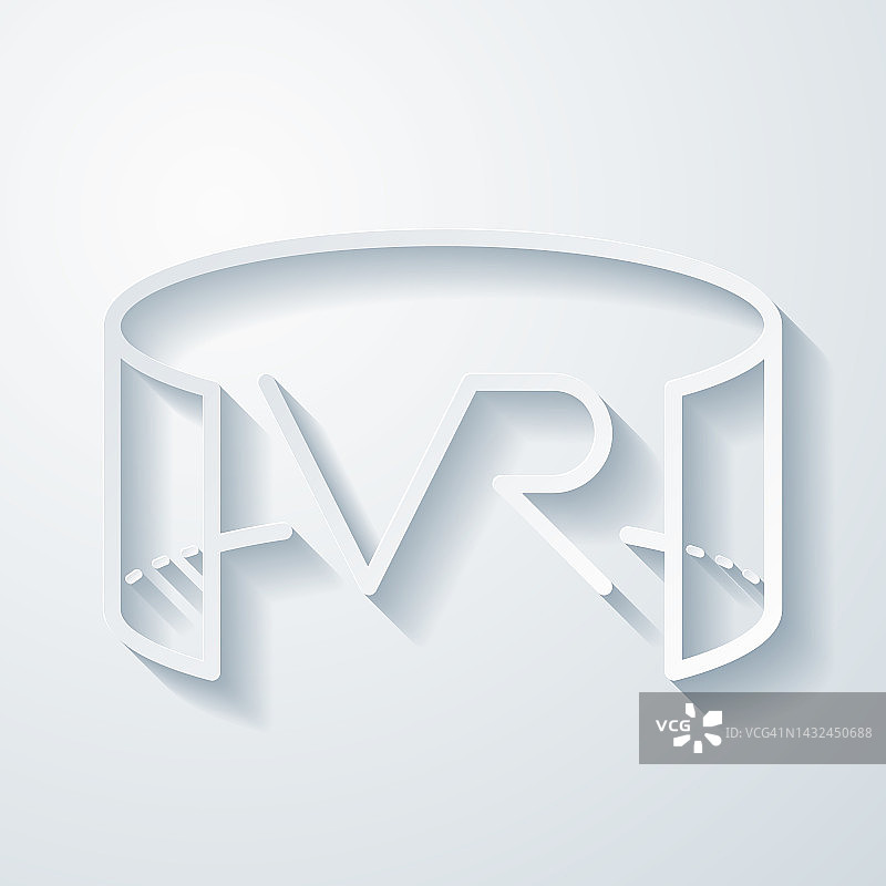 VR—虚拟现实。空白背景上剪纸效果的图标图片素材